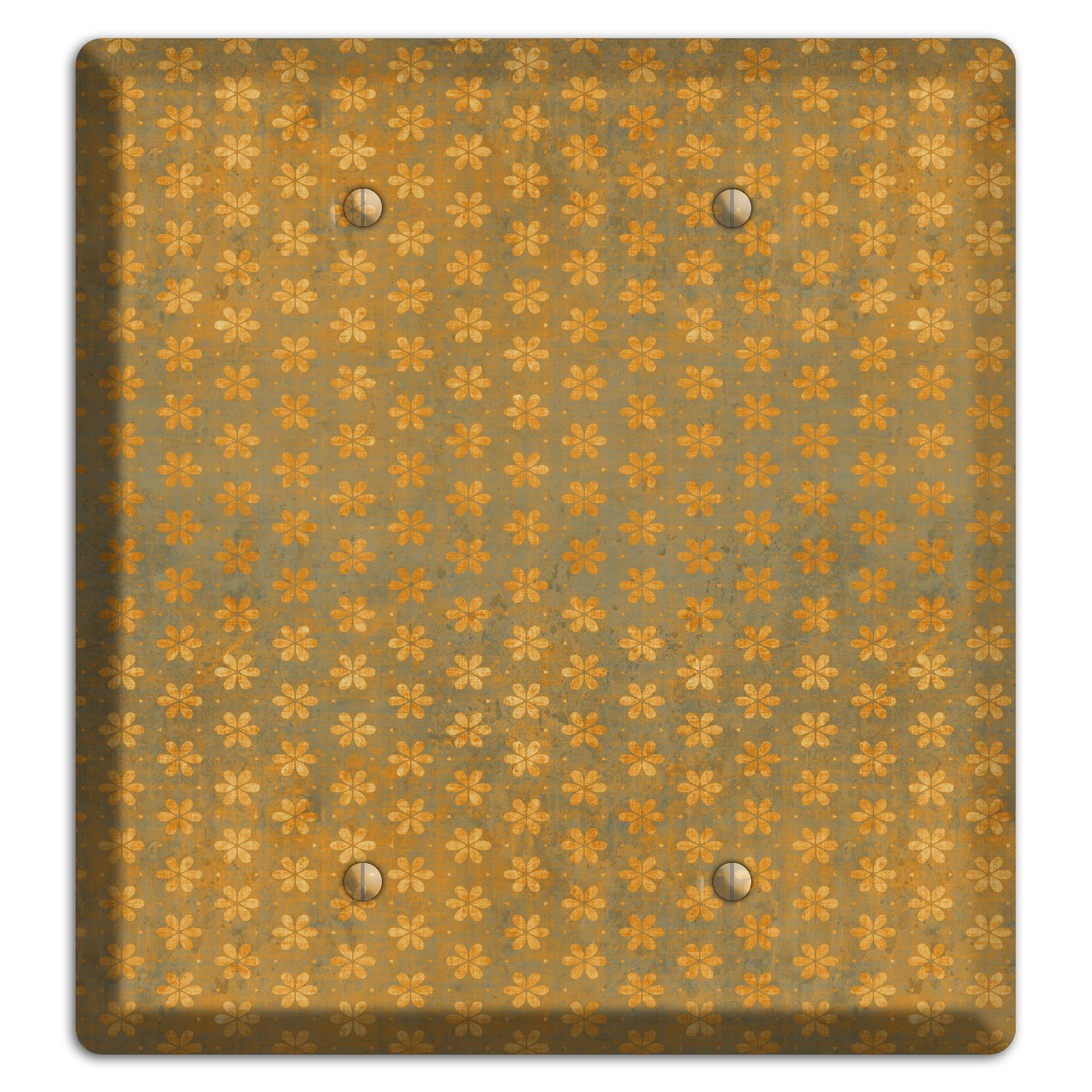 Olive Grunge Floral Contour 2 Blank Wallplate