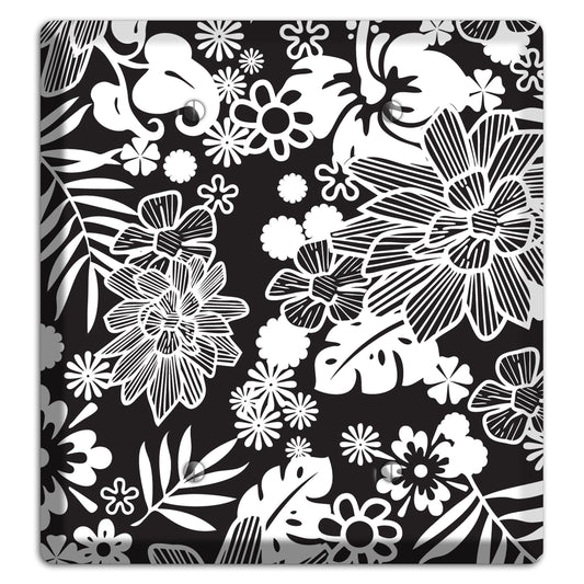 Black with White Tropical 2 Blank Wallplate