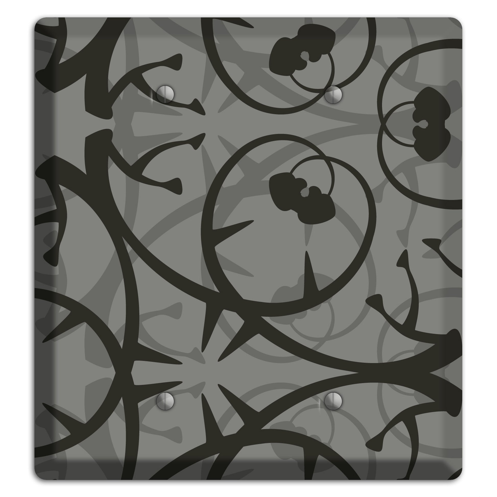 Grey with Black Retro Sprig 2 Blank Wallplate