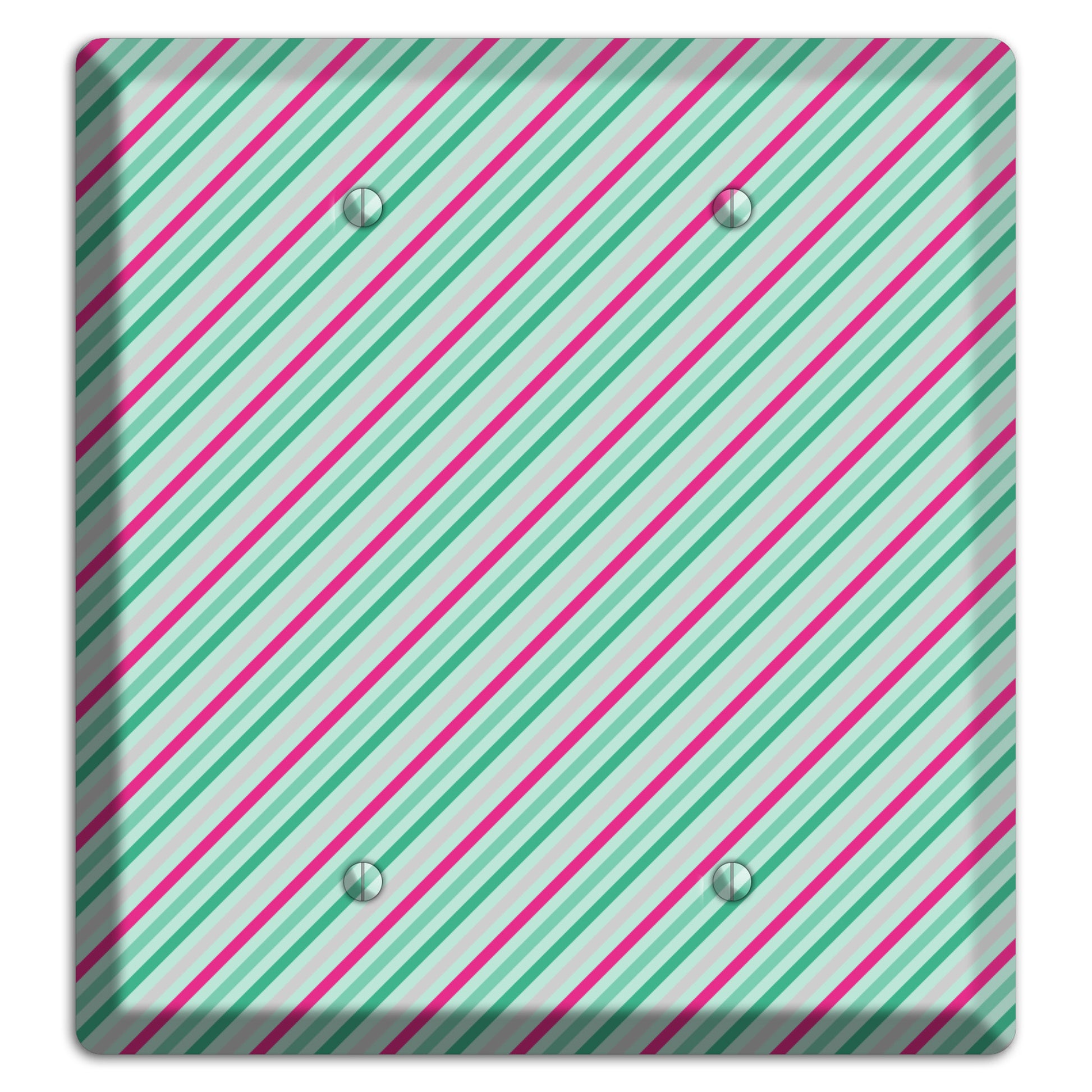 Grey Fuschia and Multi Aqua Angled Stripes 2 Blank Wallplate