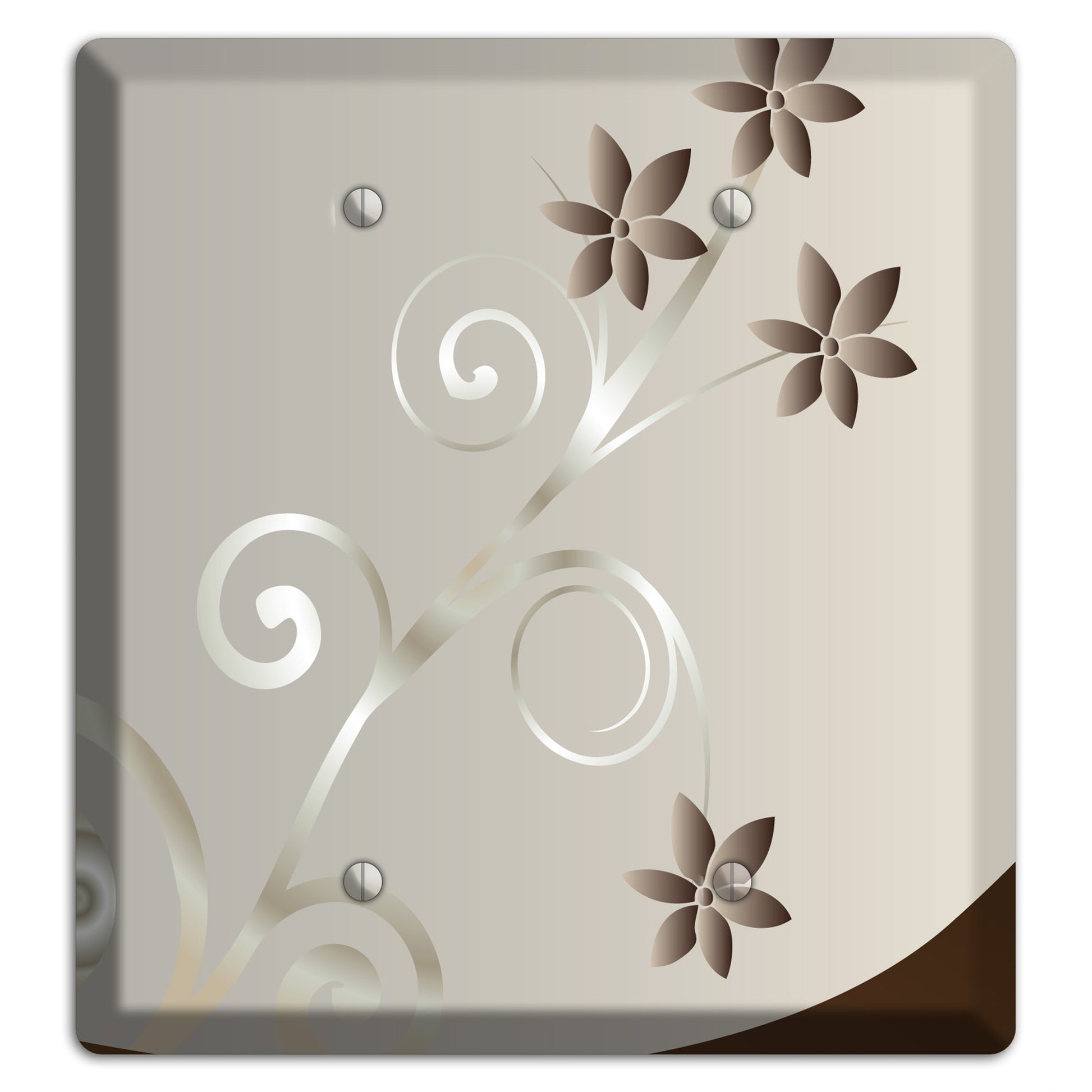 Grey Floral Swirl Sprig 2 Blank Wallplate