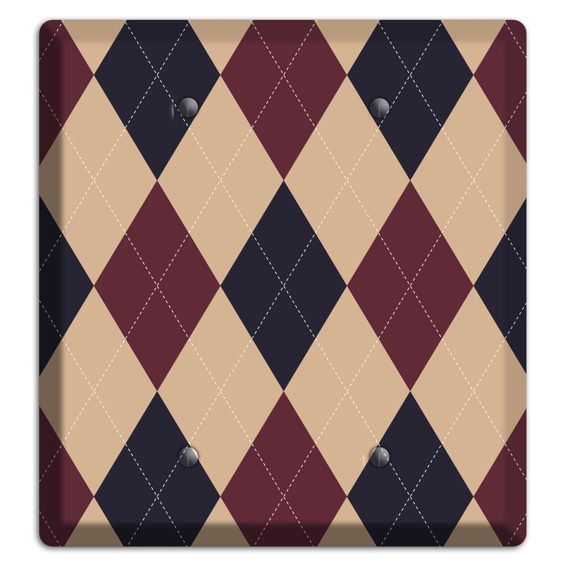 Brown and Tan Argyle 2 Blank Wallplate