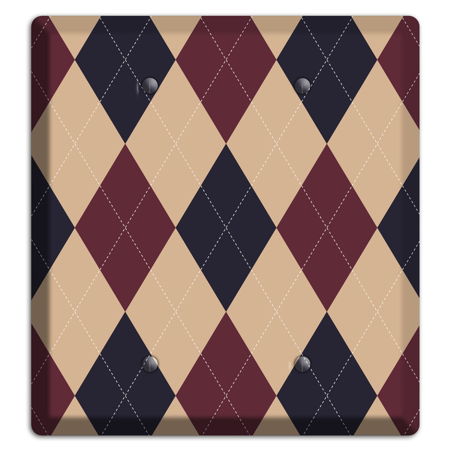 Brown and Tan Argyle 2 Blank Wallplate