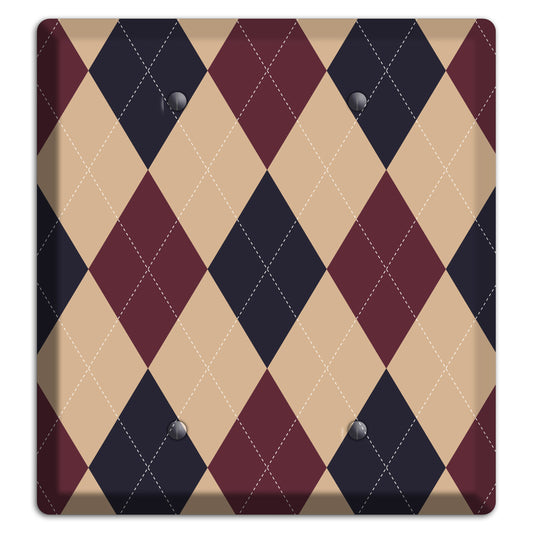 Brown and Tan Argyle 2 Blank Wallplate
