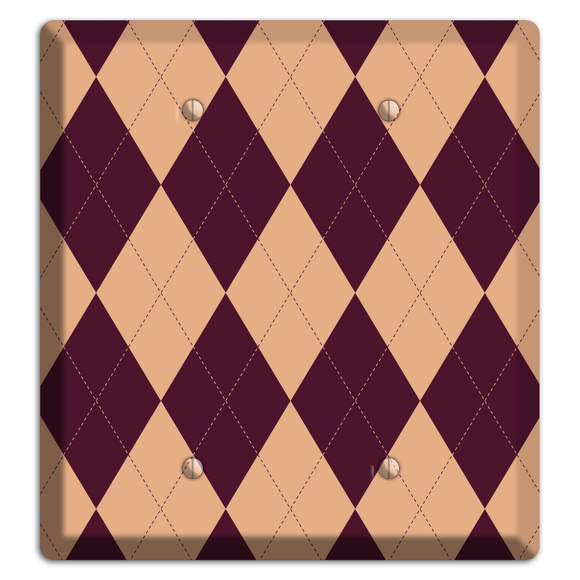 Purple and Beige Argyle 2 Blank Wallplate