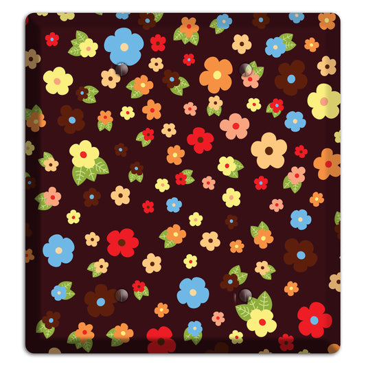 Brown Tiny Delicate Flowers 2 Blank Wallplate