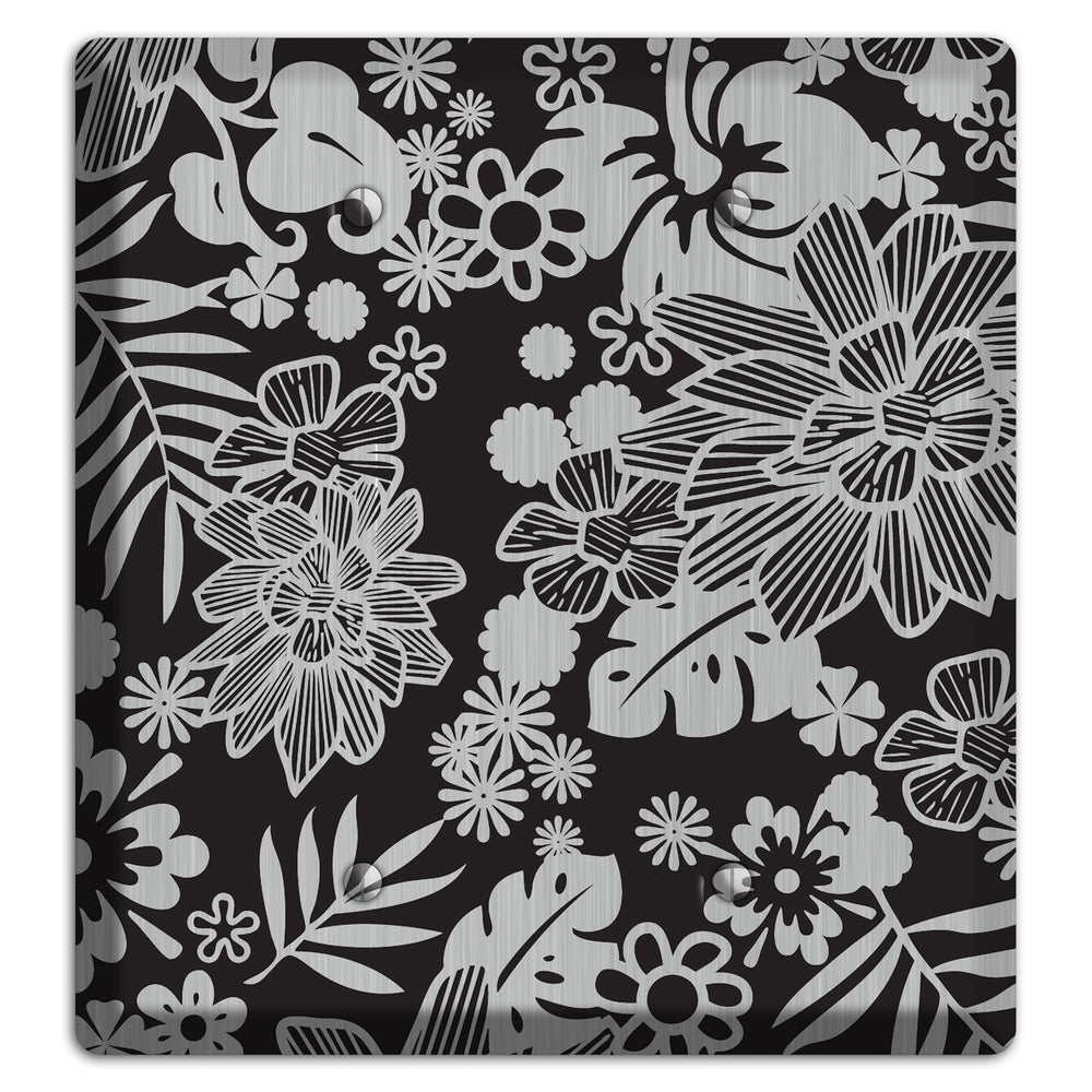 Black with Stainless Steel Tropical 2 Blank Wallplate