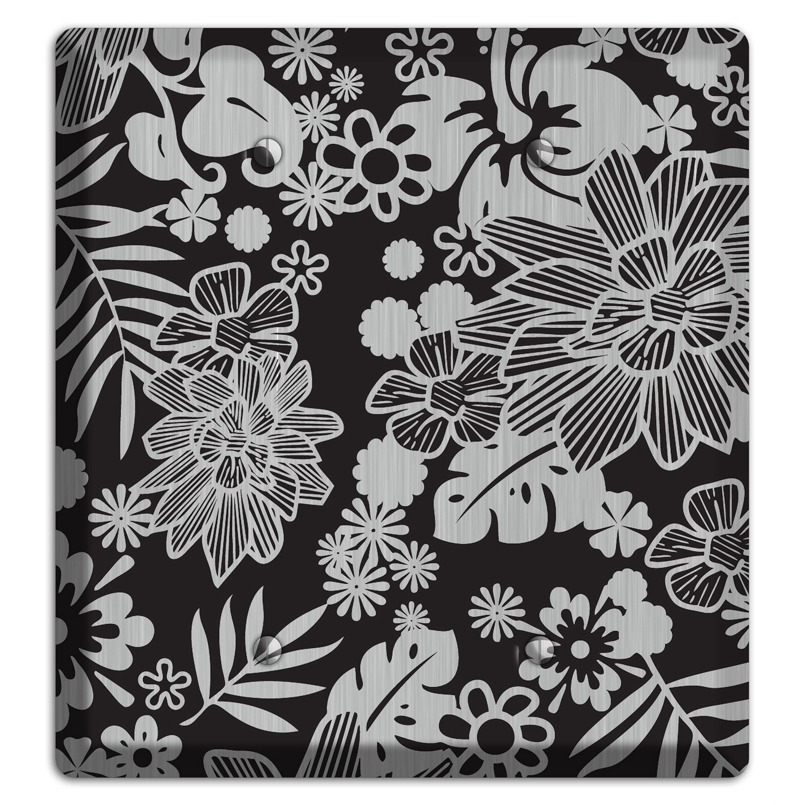 Black with Stainless Tropical 2 Blank Wallplate
