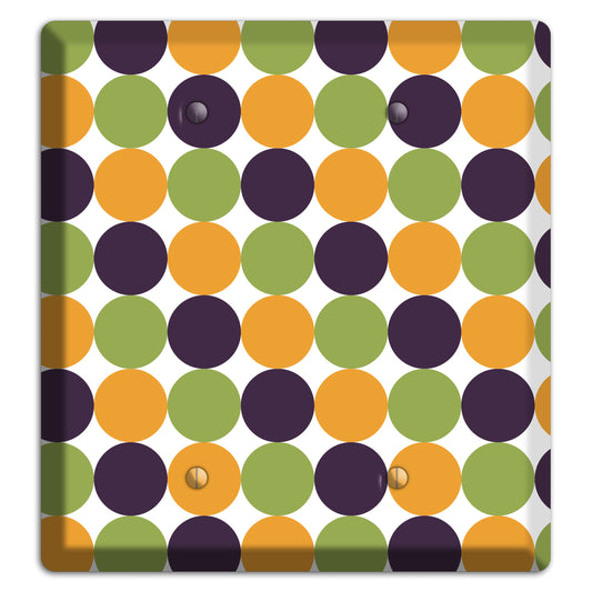 Olive Eggplant Orange Tiled Dots 2 Blank Wallplate