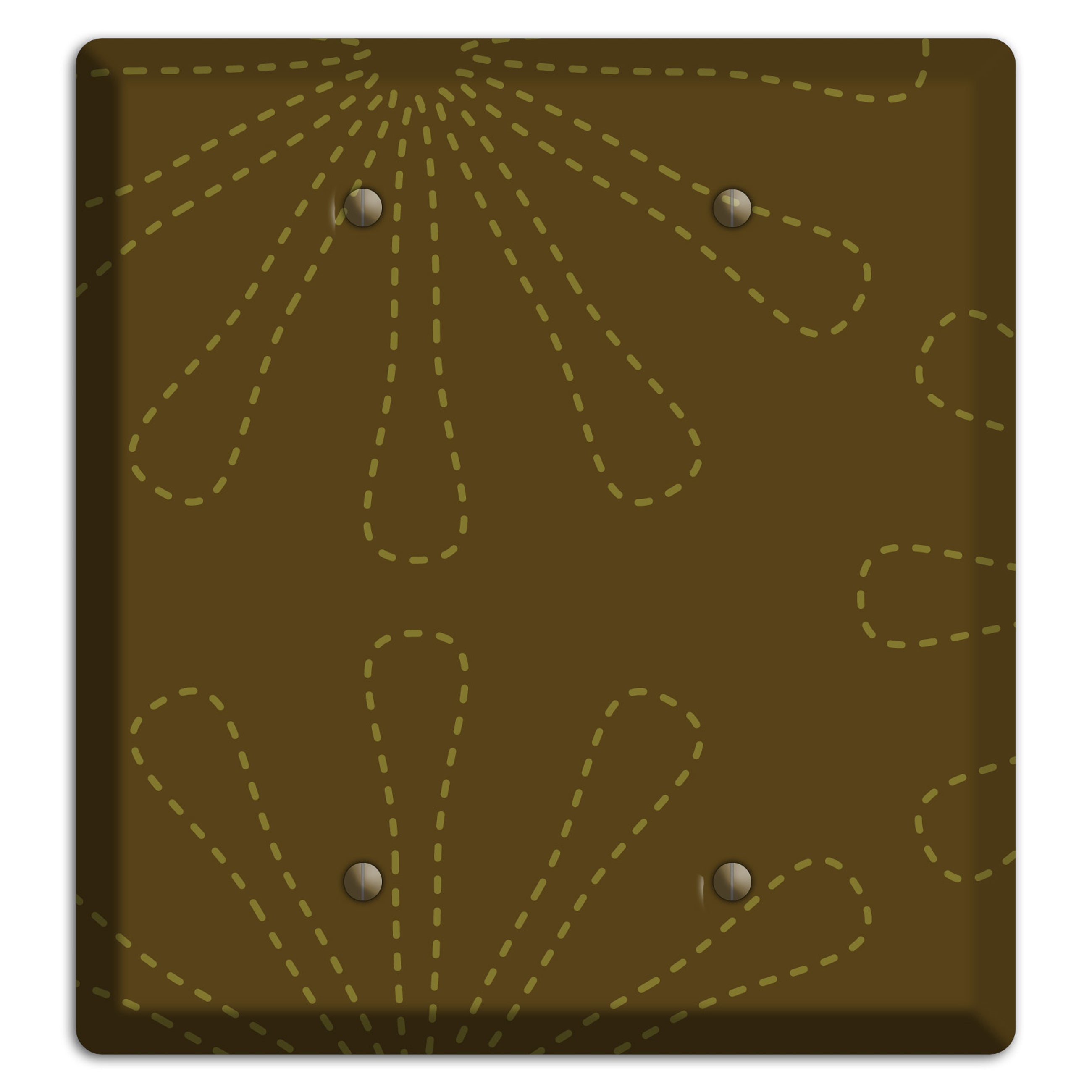 Brown Retro Stipple Floral Contour 2 Blank Wallplate