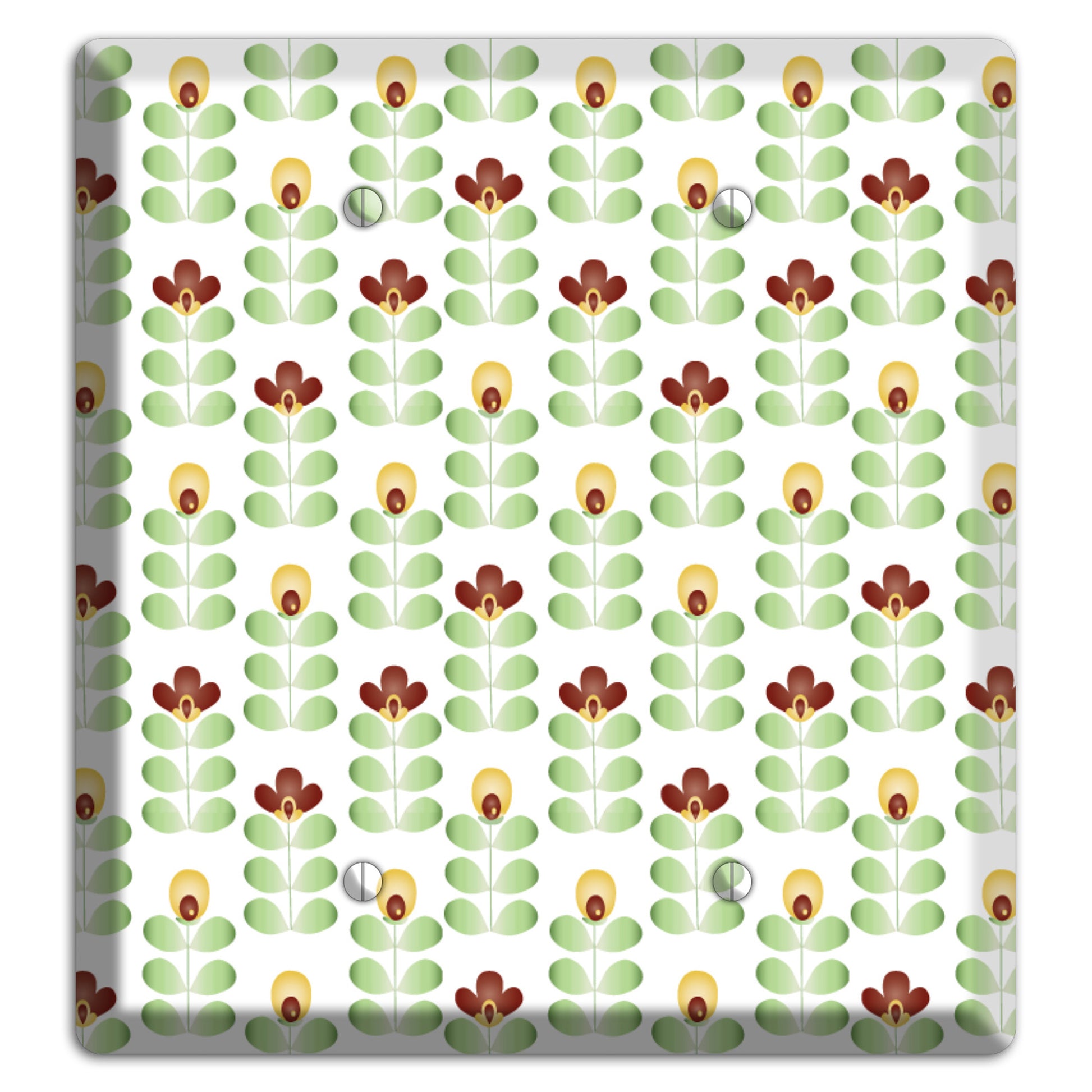 Light Green Deco Floral Half Drop 2 Blank Wallplate