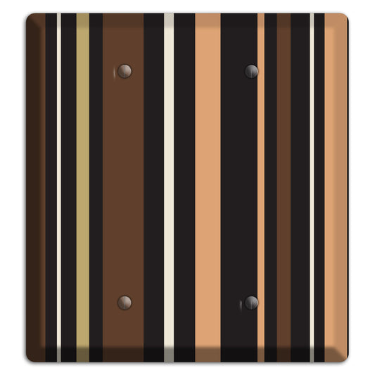Multi Brown and Coral Vertical Stripe 2 Blank Wallplate
