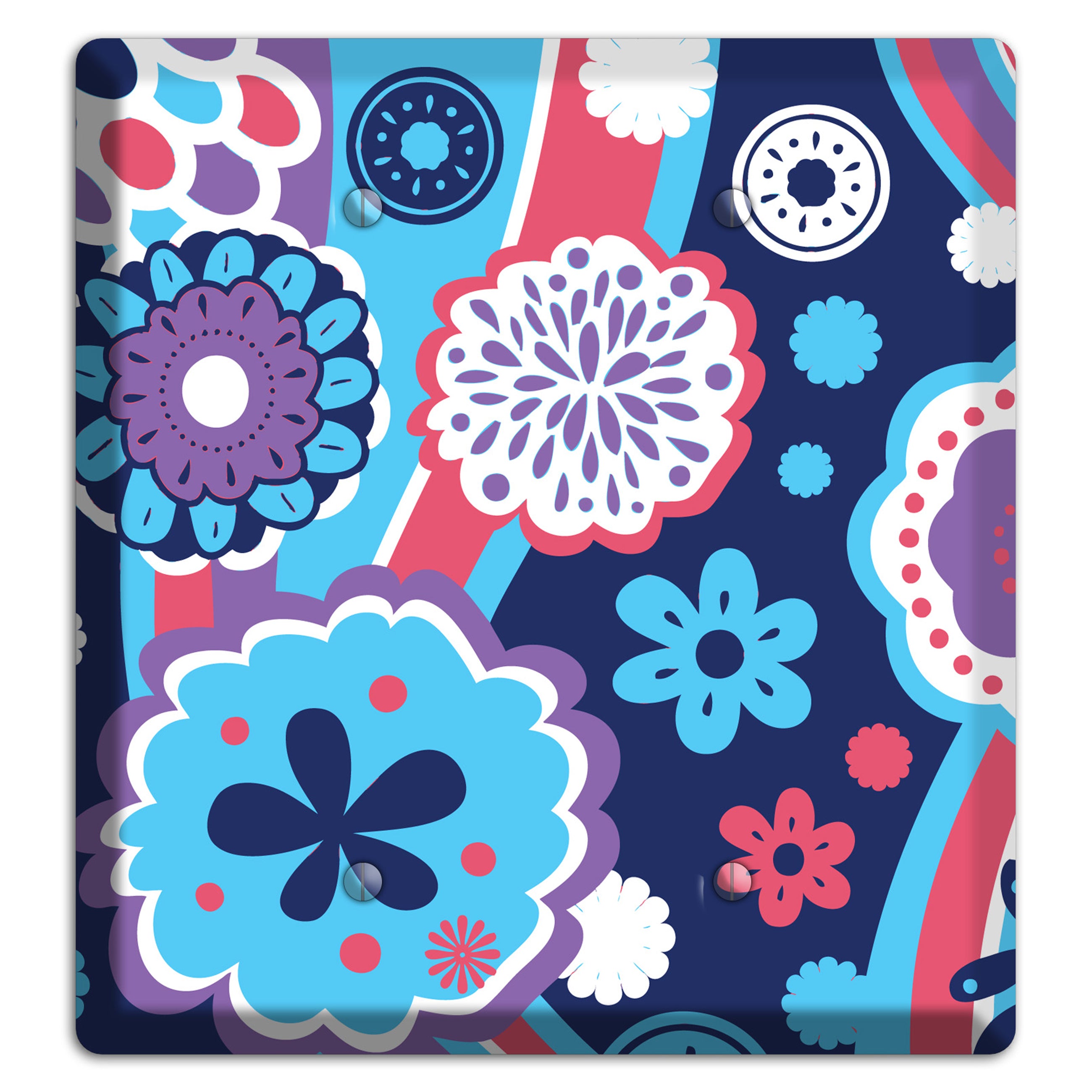Blue Purple and Pink Retro Suzani 2 Blank Wallplate