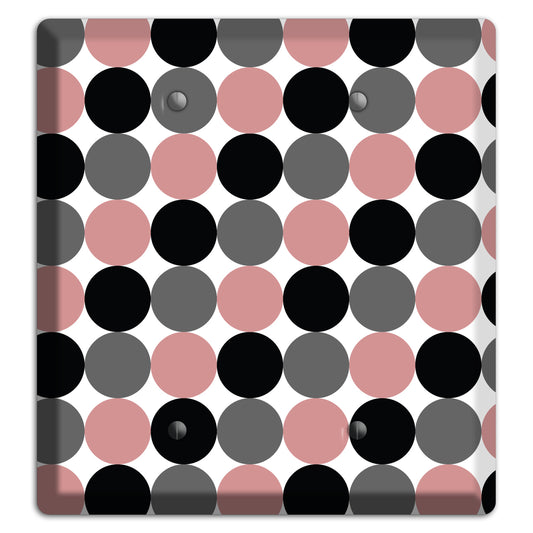 Grey Pink Black Tiled Dots 2 Blank Wallplate