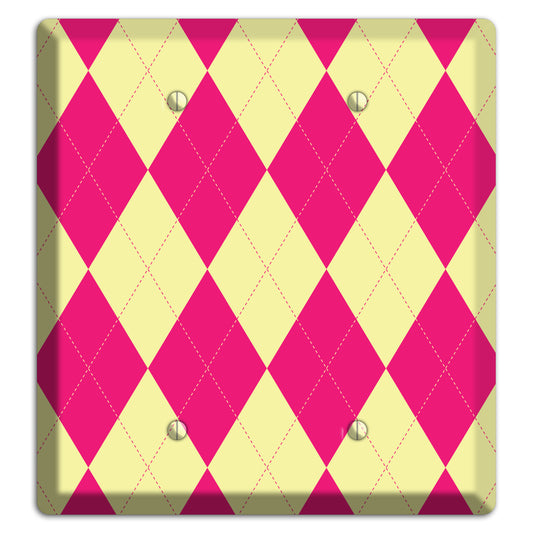 Pink and Yellow Argyle 2 Blank Wallplate