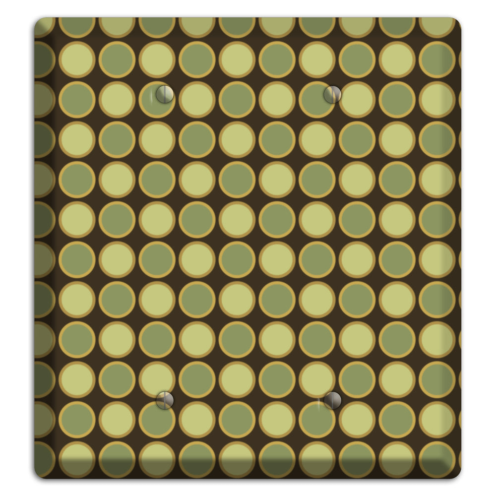 Dark Grey with Multi Olive Tiled Dots 2 Blank Wallplate