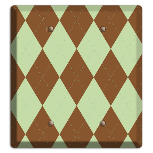 Brown and Green Argyle 2 Blank Wallplate