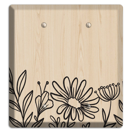 Hand-Drawn Floral 10 Wood Lasered 2 Blank Wallplate