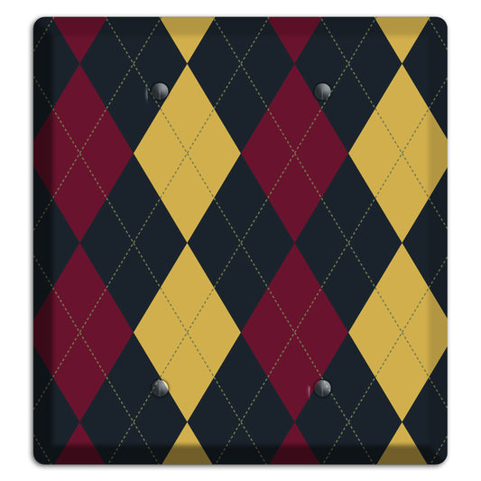 Deep Red and Yellow Argyle 2 Blank Wallplate