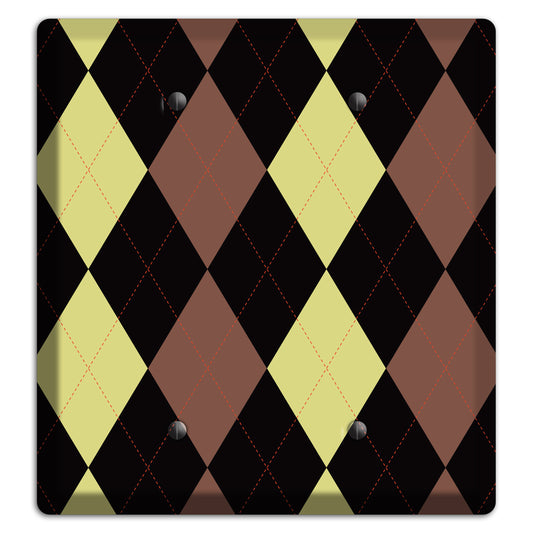 Yellow and Brown Argyle 2 Blank Wallplate