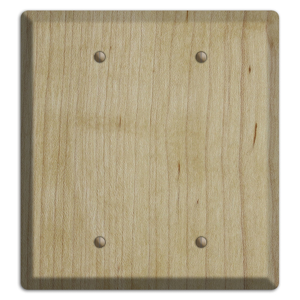Unfinished Maple Wood Double Blank Cover Plate