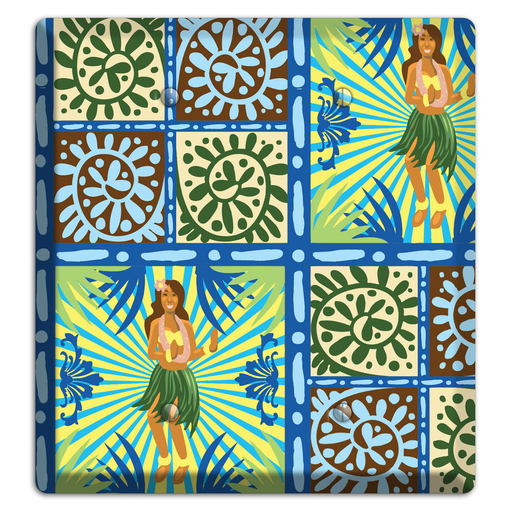 Blue and Green Hula 2 Blank Wallplate