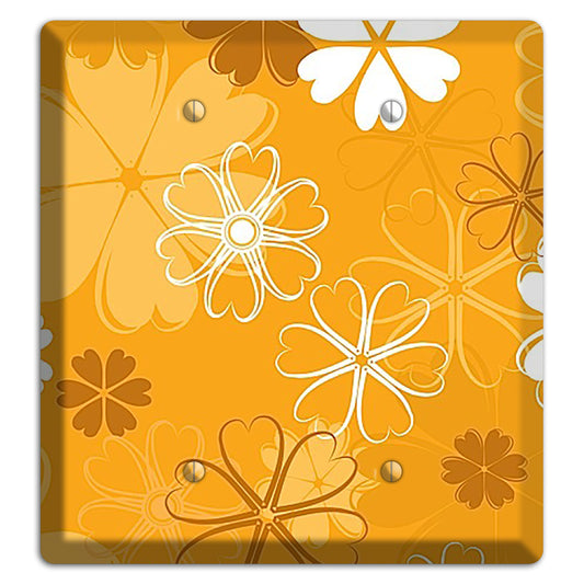 Orange Retro Flowers 2 Blank Wallplate