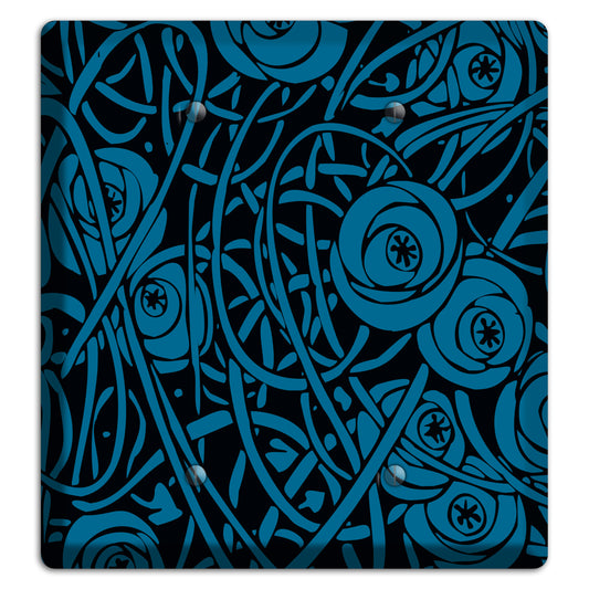 Black and Blue Deco Floral 2 Blank Wallplate