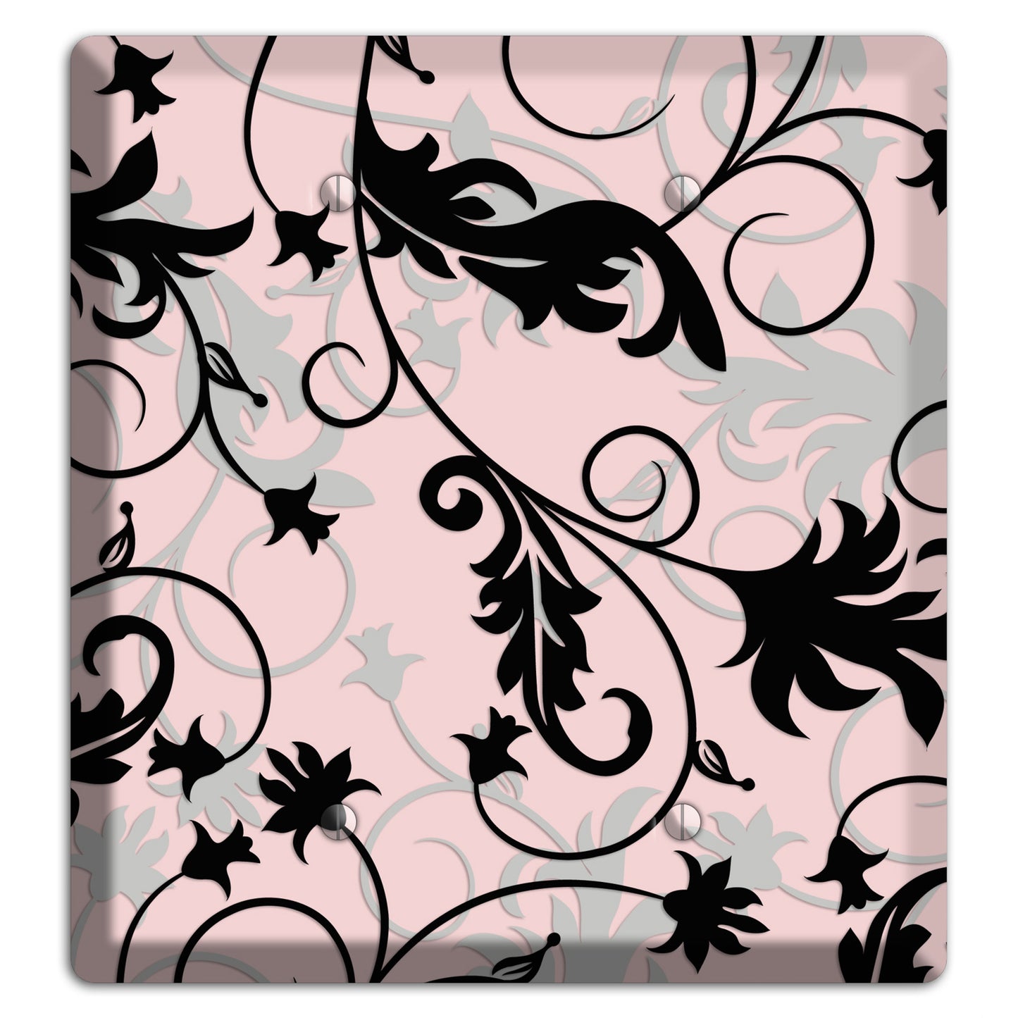 Dusty Pink Grey Black Victorian Sprig 2 Blank Wallplate