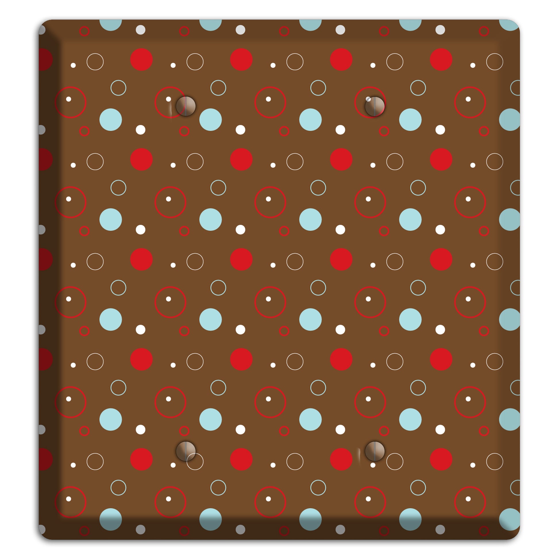 Brown with Red and Dusty Blue Dots and Circles 2 Blank Wallplate