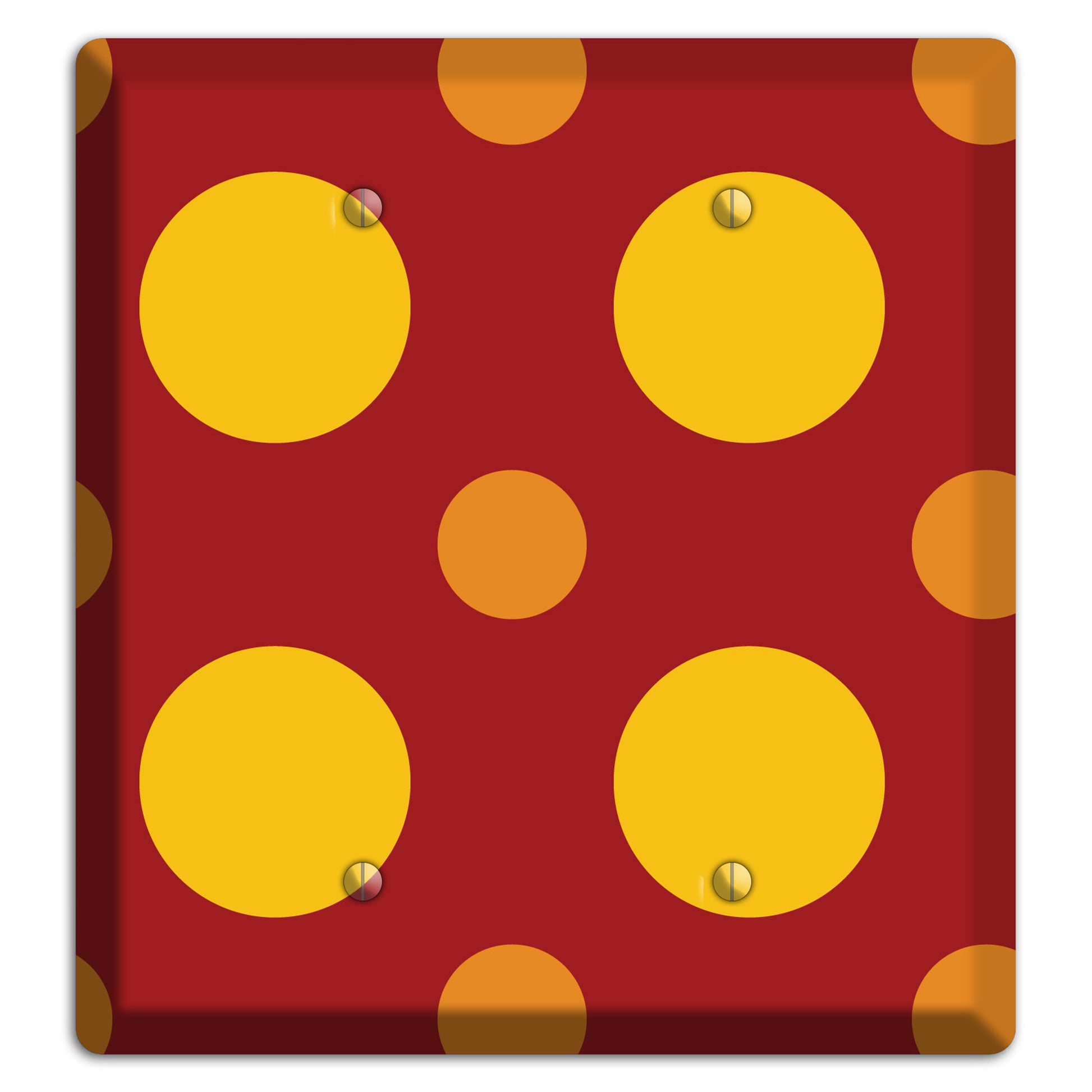 Red with Multi Orange Multi Medium Polka Dots 2 Blank Wallplate