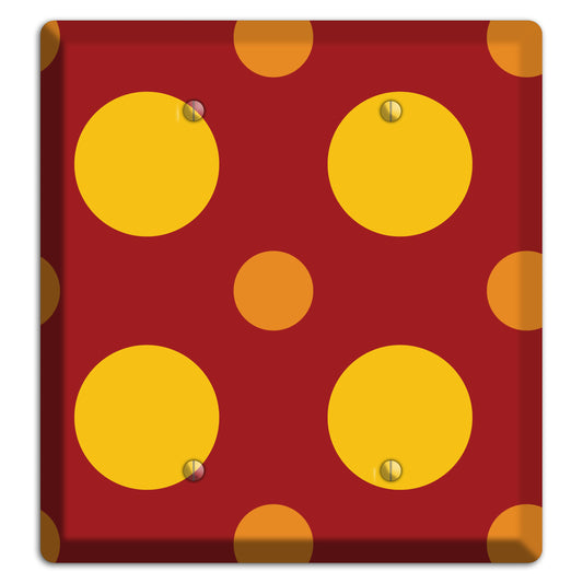 Red with Multi Orange Multi Medium Polka Dots 2 Blank Wallplate