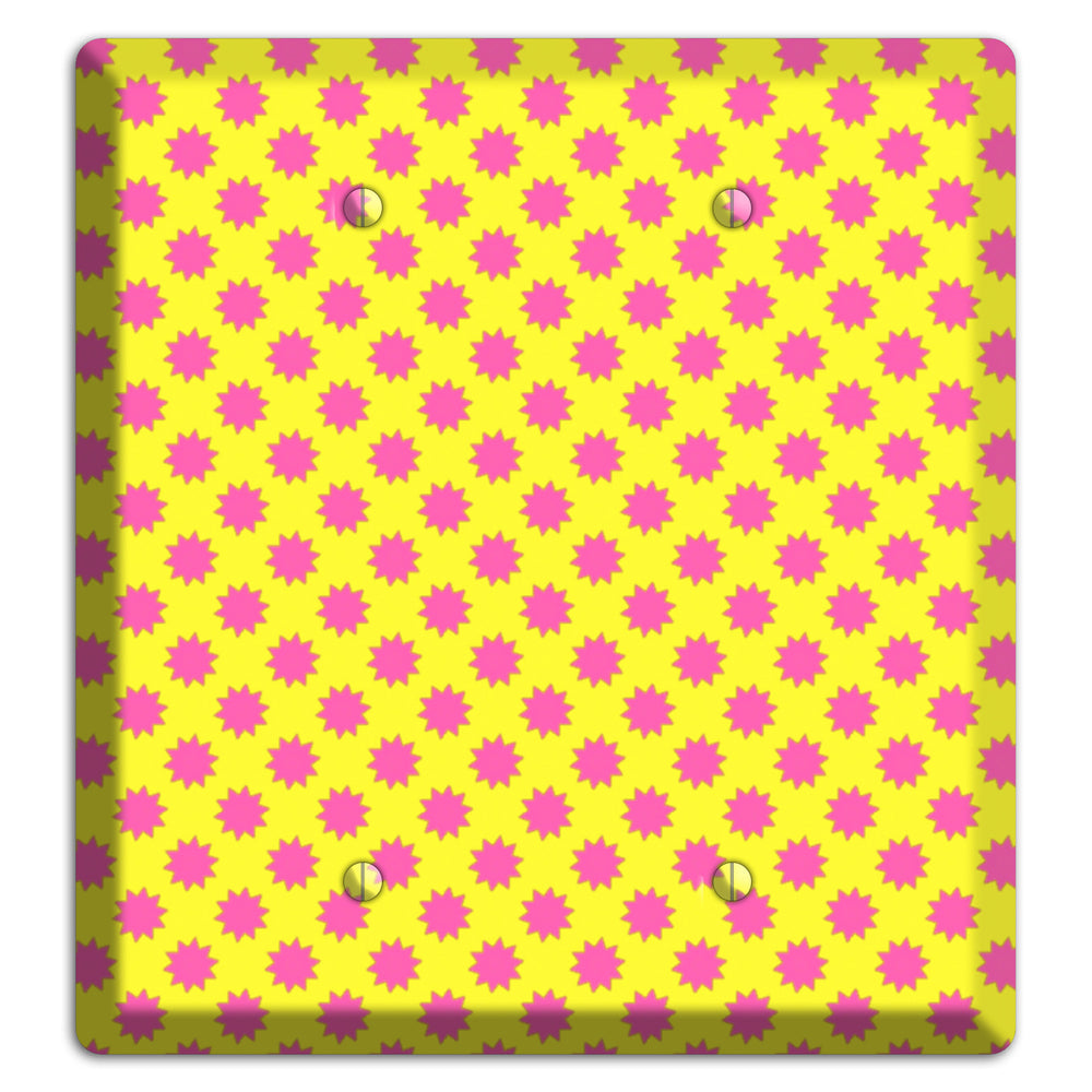 Yellow with Pink Burst 2 Blank Wallplate