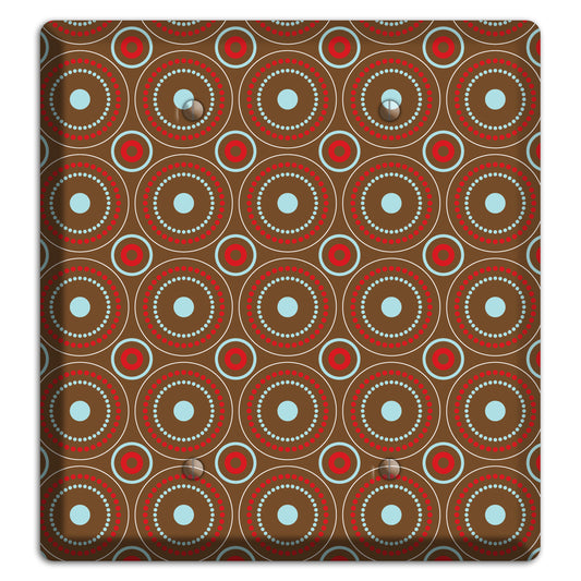 Brown with Red and Dusty Blue Retro Suzani 2 Blank Wallplate