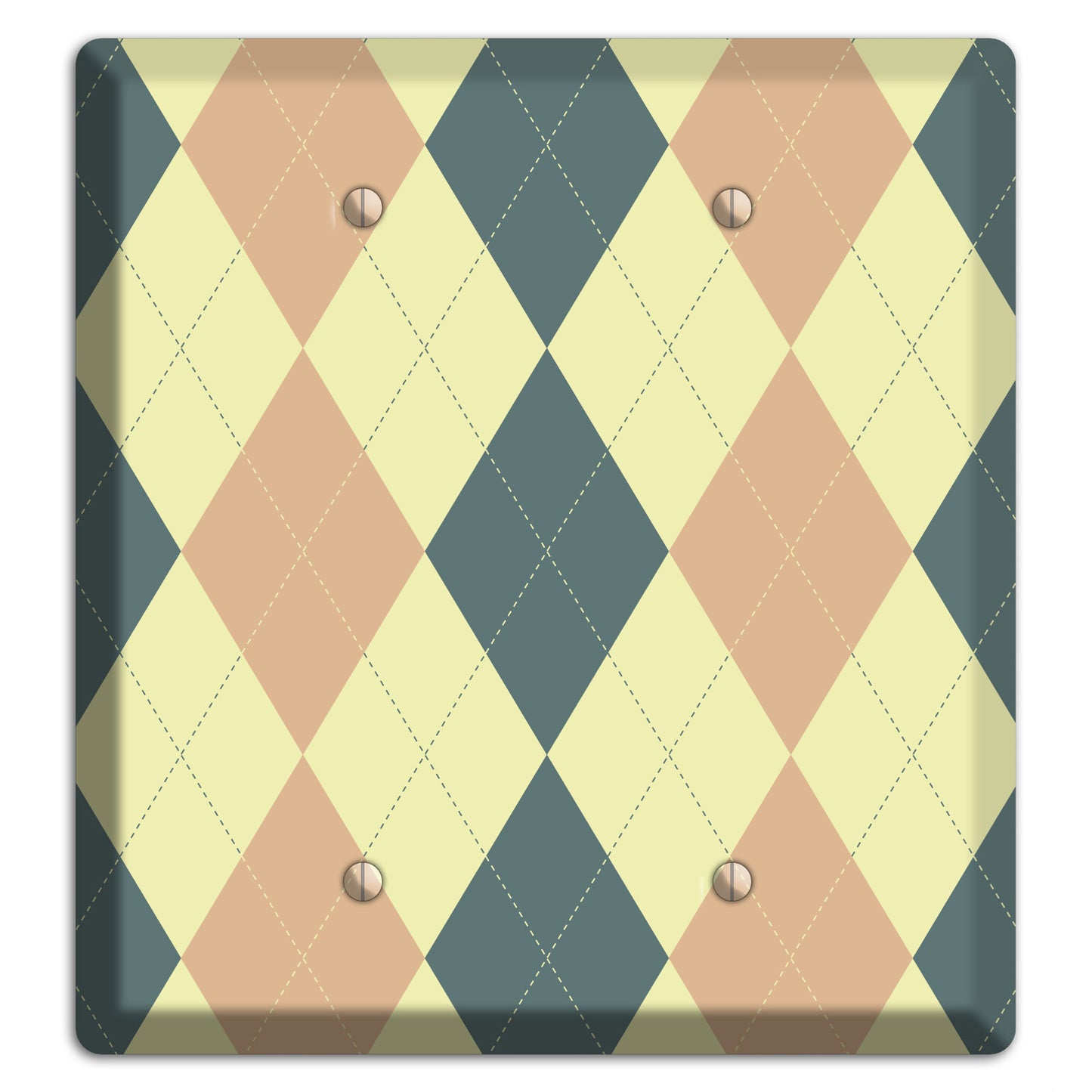 Yellow and Beige Argyle 2 Blank Wallplate