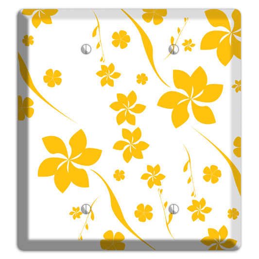 White with Yellow Flower 2 Blank Wallplate