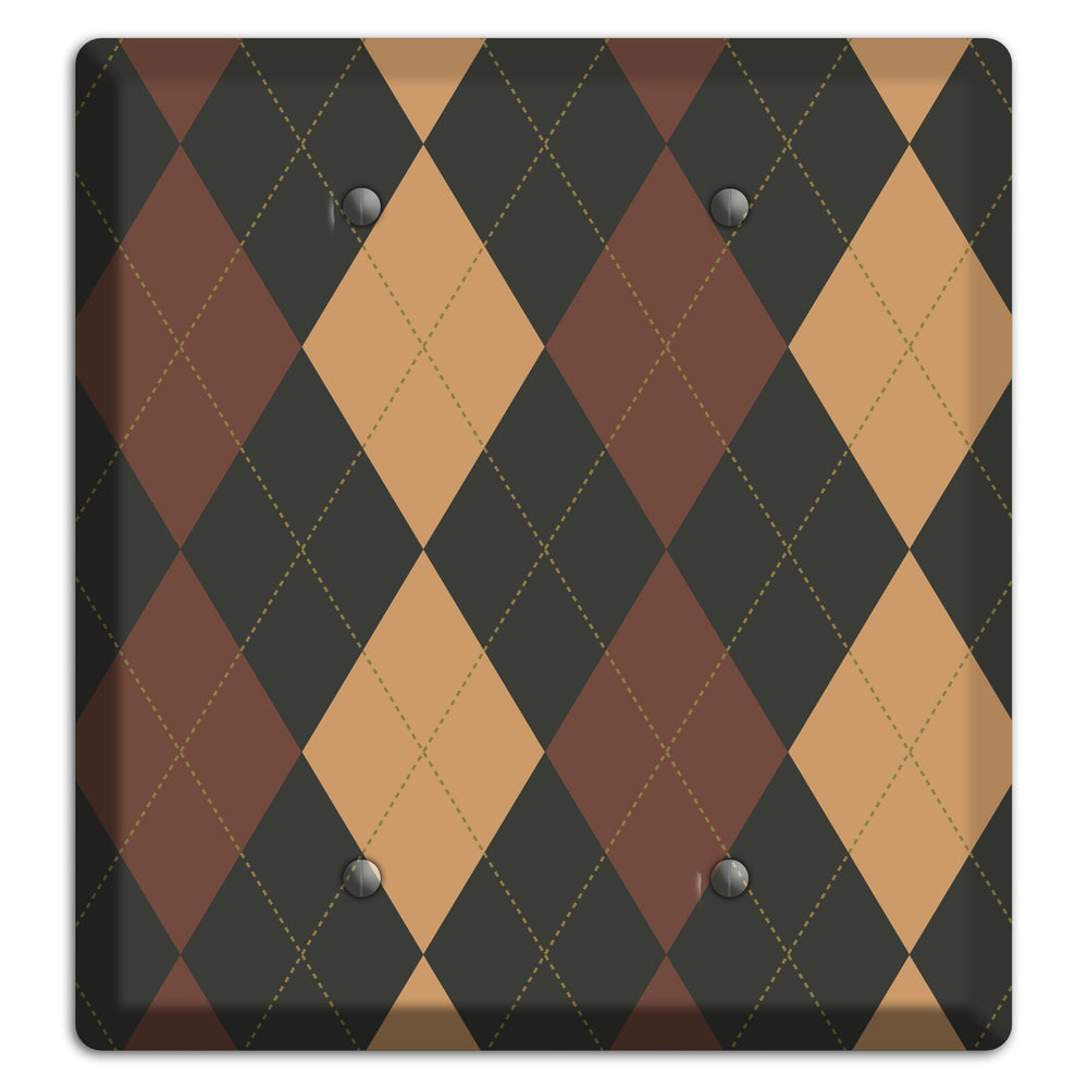 Maroon and Tan Argyle 2 Blank Wallplate