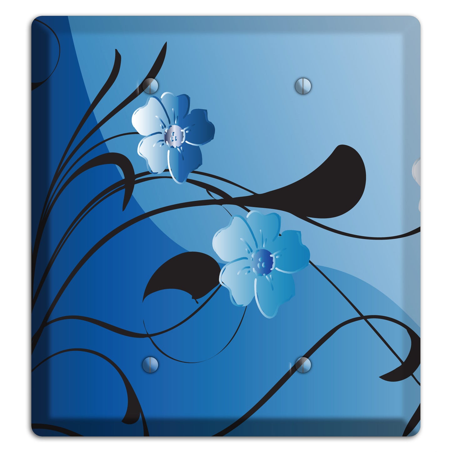 Blue Floral Sprig 2 Blank Wallplate