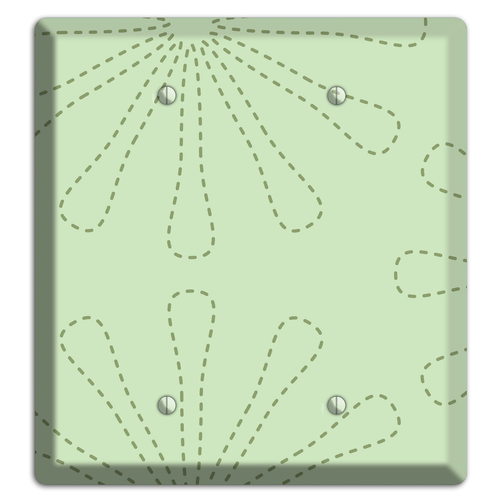 Sage Retro Stipple Floral Contour 2 Blank Wallplate