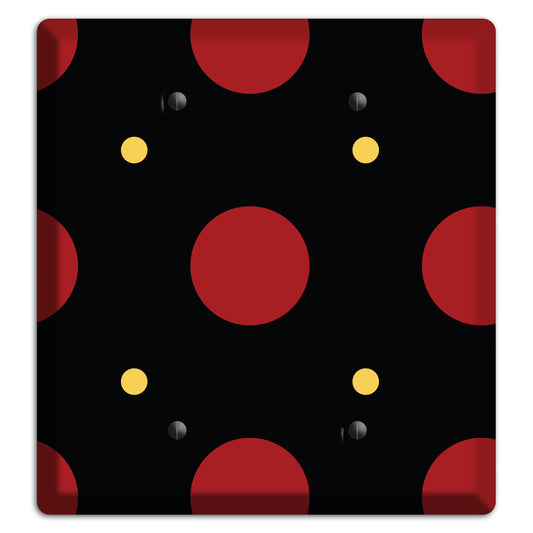 Black with Red and Yellow Multi Tiled Medium Dots 2 Blank Wallplate