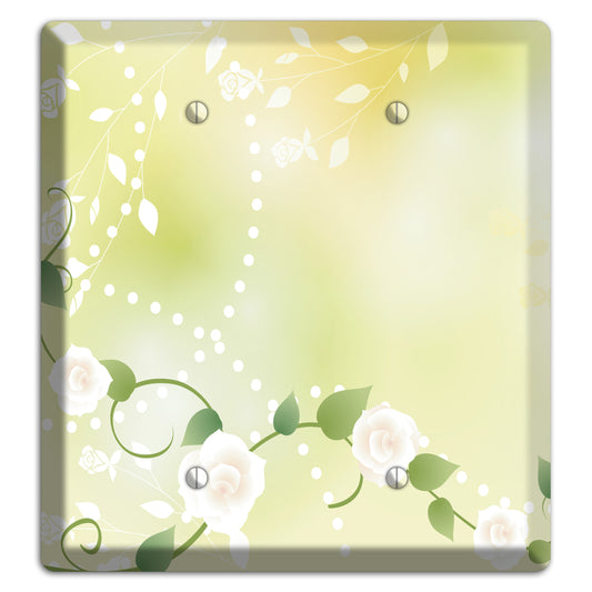 Green Delicate Flowers 2 Blank Wallplate