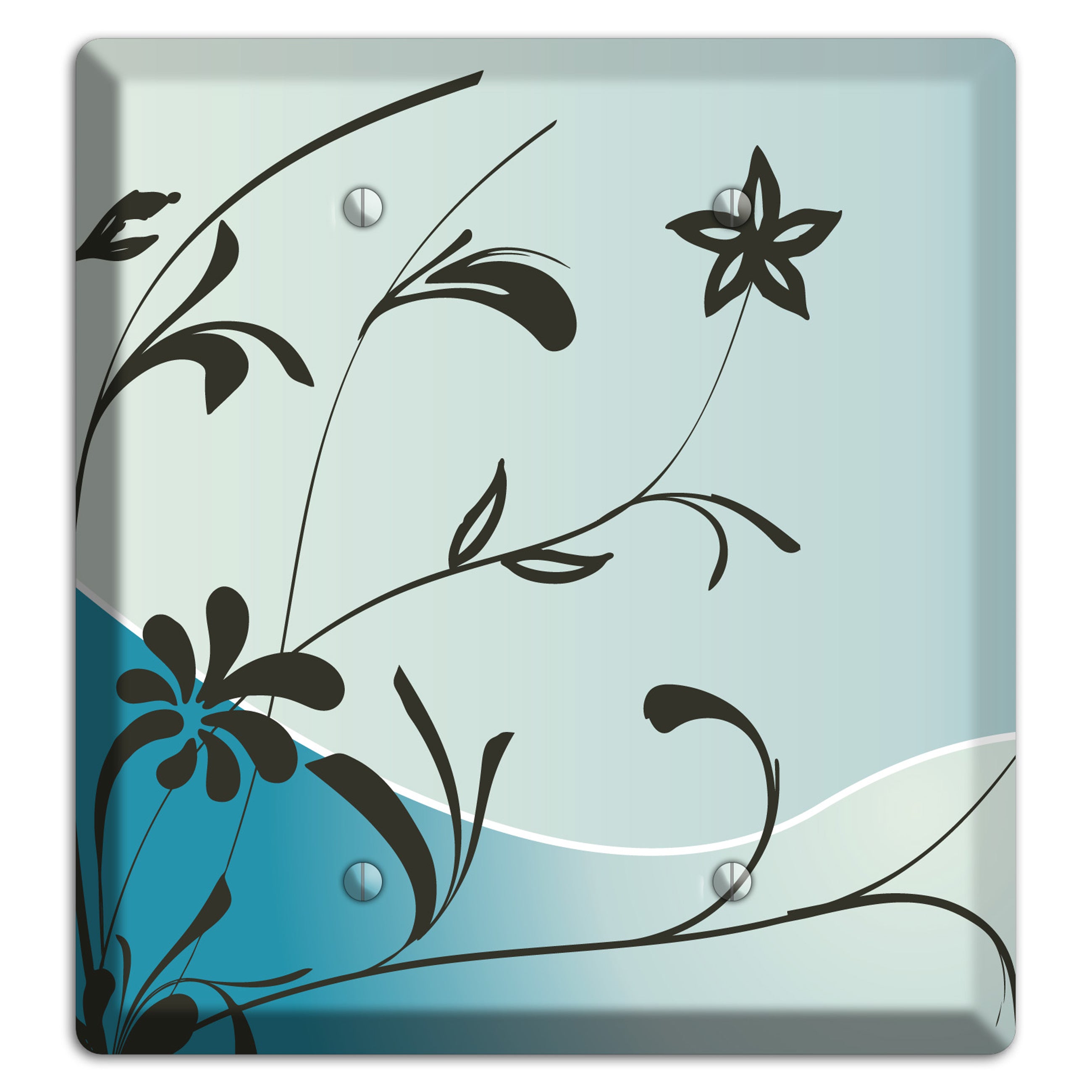 Blue-grey Floral Sprig 2 Blank Wallplate