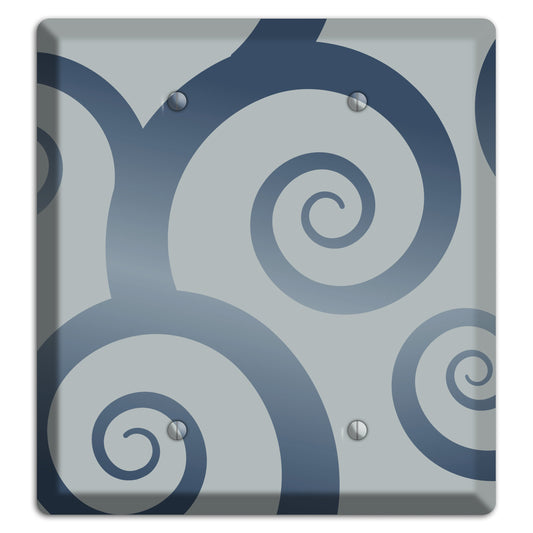 Grey with Blue Large Swirl 2 Blank Wallplate