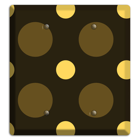 Brown with Brown and Yellow Multi Medium Polka Dots 2 Blank Wallplate