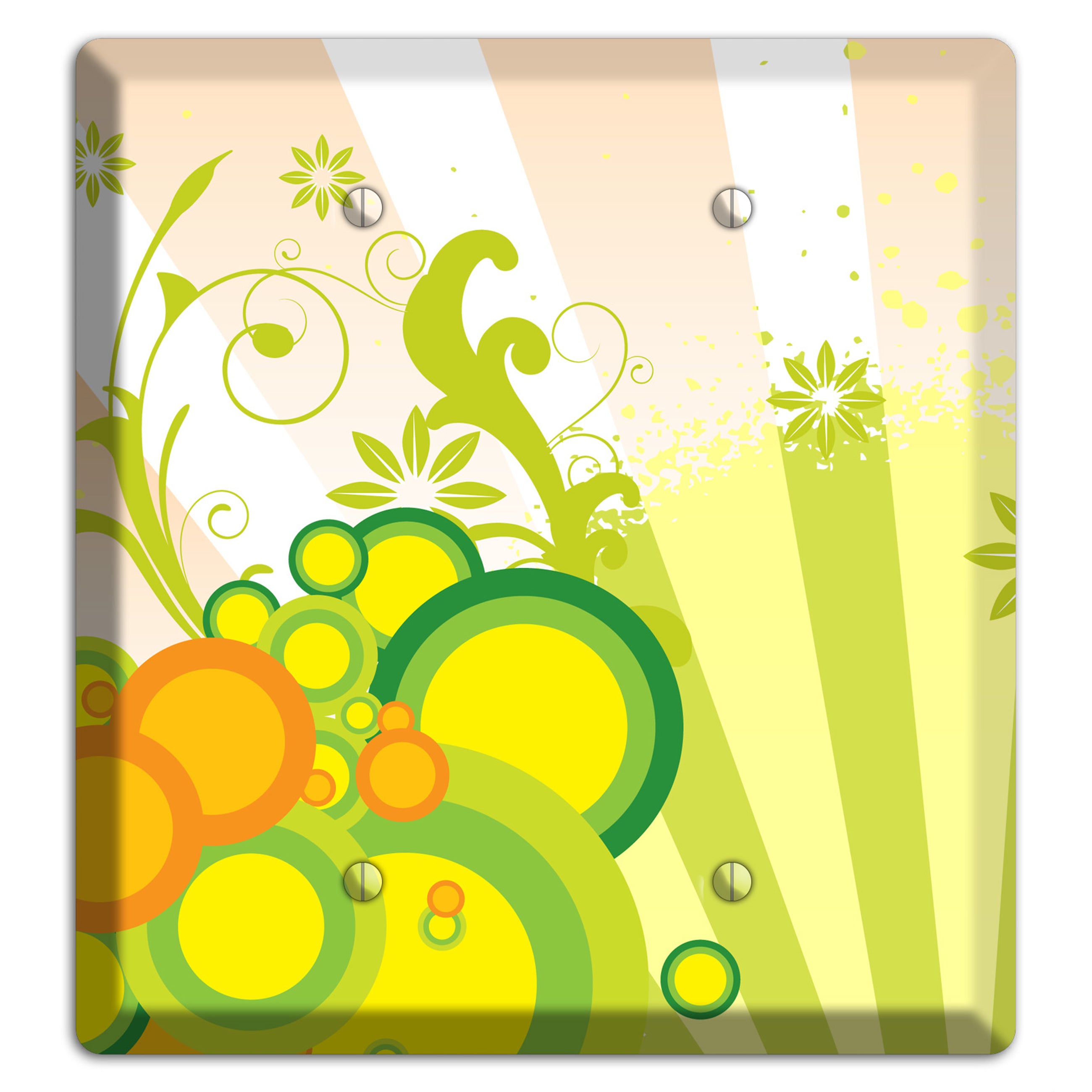 Green Yellow Orange Retro Sprig 2 Blank Wallplate