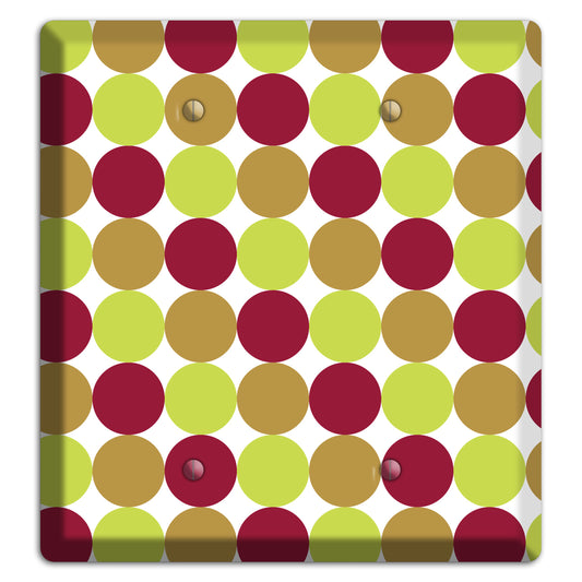 Lime Brown Maroon Tiled Dots 2 Blank Wallplate