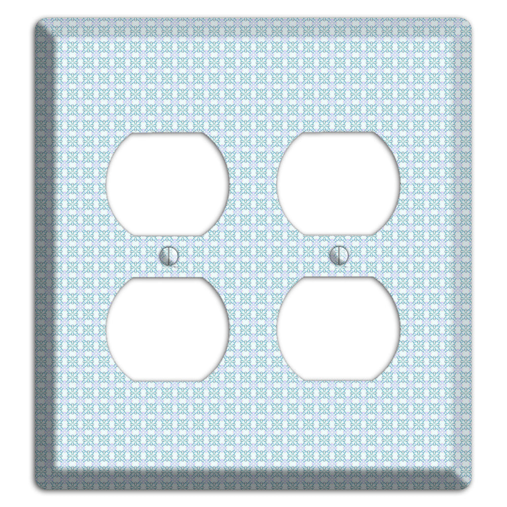 Light Blue and Lavender Tiled Tiny Arabesque 2 Duplex Wallplate
