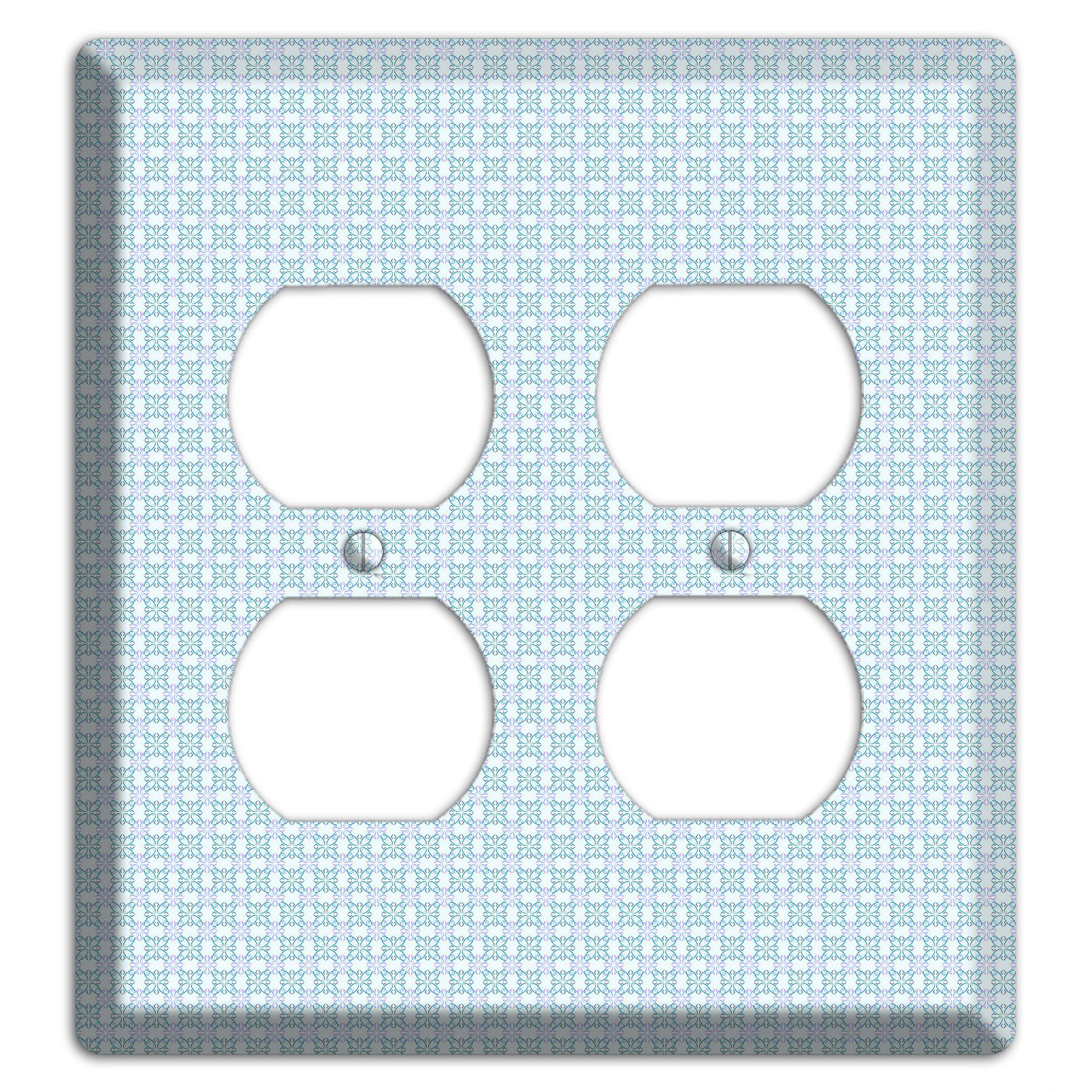 Light Blue and Lavender Tiled Tiny Arabesque 2 Duplex Wallplate