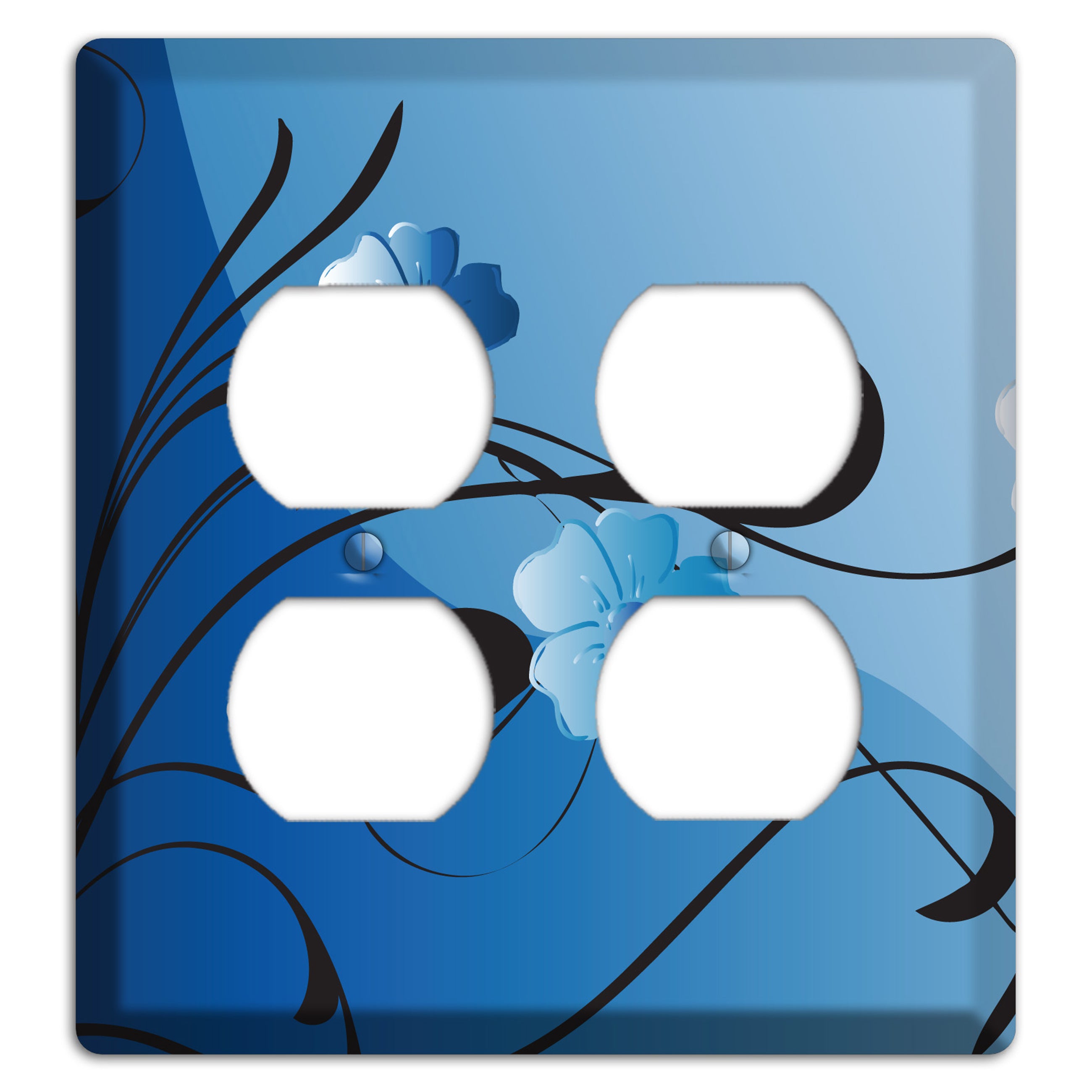 Blue Floral Sprig 2 Duplex Wallplate