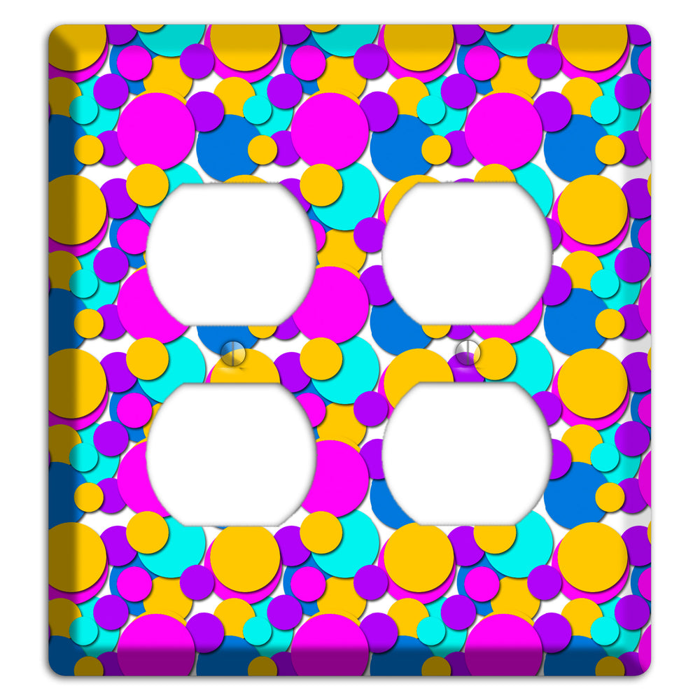 Orange Turquoise Fuschia Blue Bubble Dots 2 Duplex Wallplate